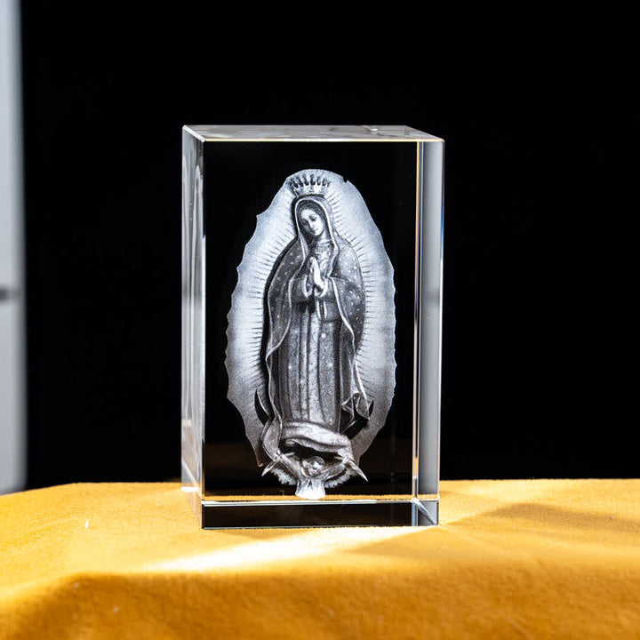 Christianartworkshop Mehrfarbig gravierte heilige Kristallfigur für Schreibtischdekoration und Andachtsdekoration - Unsere Liebe Frau von Guadalupe - 5x5x8cm - image 40