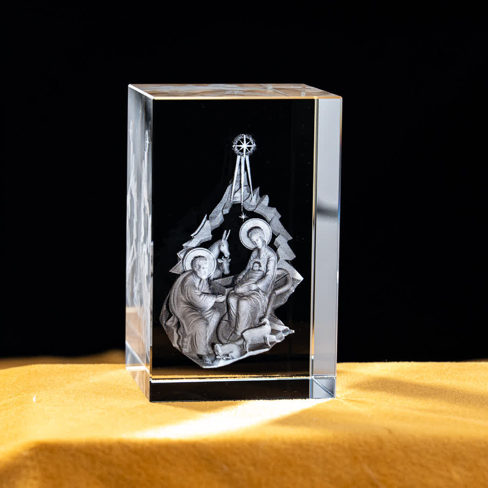 Christianartworkshop Mehrfarbig gravierte heilige Kristallfigur für Schreibtischdekoration und Andachtsdekoration - Krippenszene - 5x5x8cm - image 31