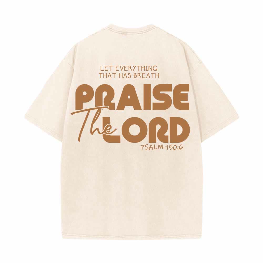 Christianartworkshop Lobet den Herrn, Psalm 150,6. Mini-Print auf der Vorderseite, großer Text auf der Rückseite, beidseitig bedrucktes, gewaschenes T-Shirt. - image 22