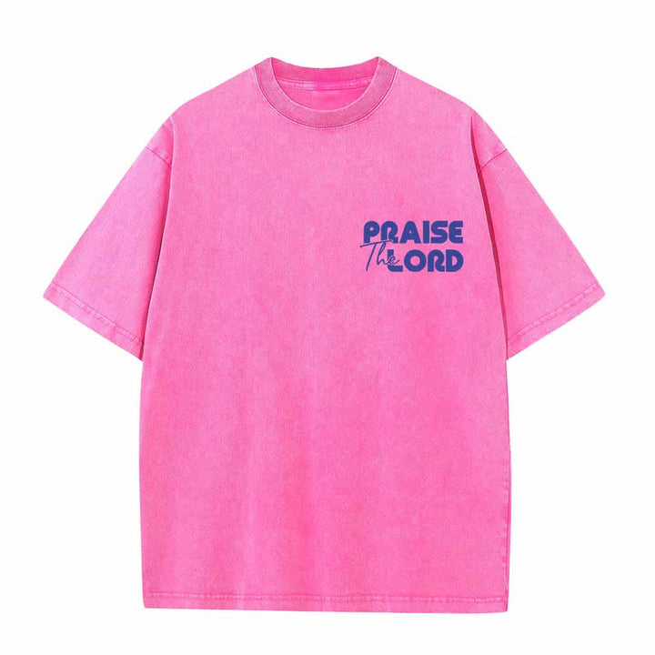 Christianartworkshop Lobet den Herrn, Psalm 150,6. Mini-Print auf der Vorderseite, großer Text auf der Rückseite, beidseitig bedrucktes, gewaschenes T-Shirt. - image 2