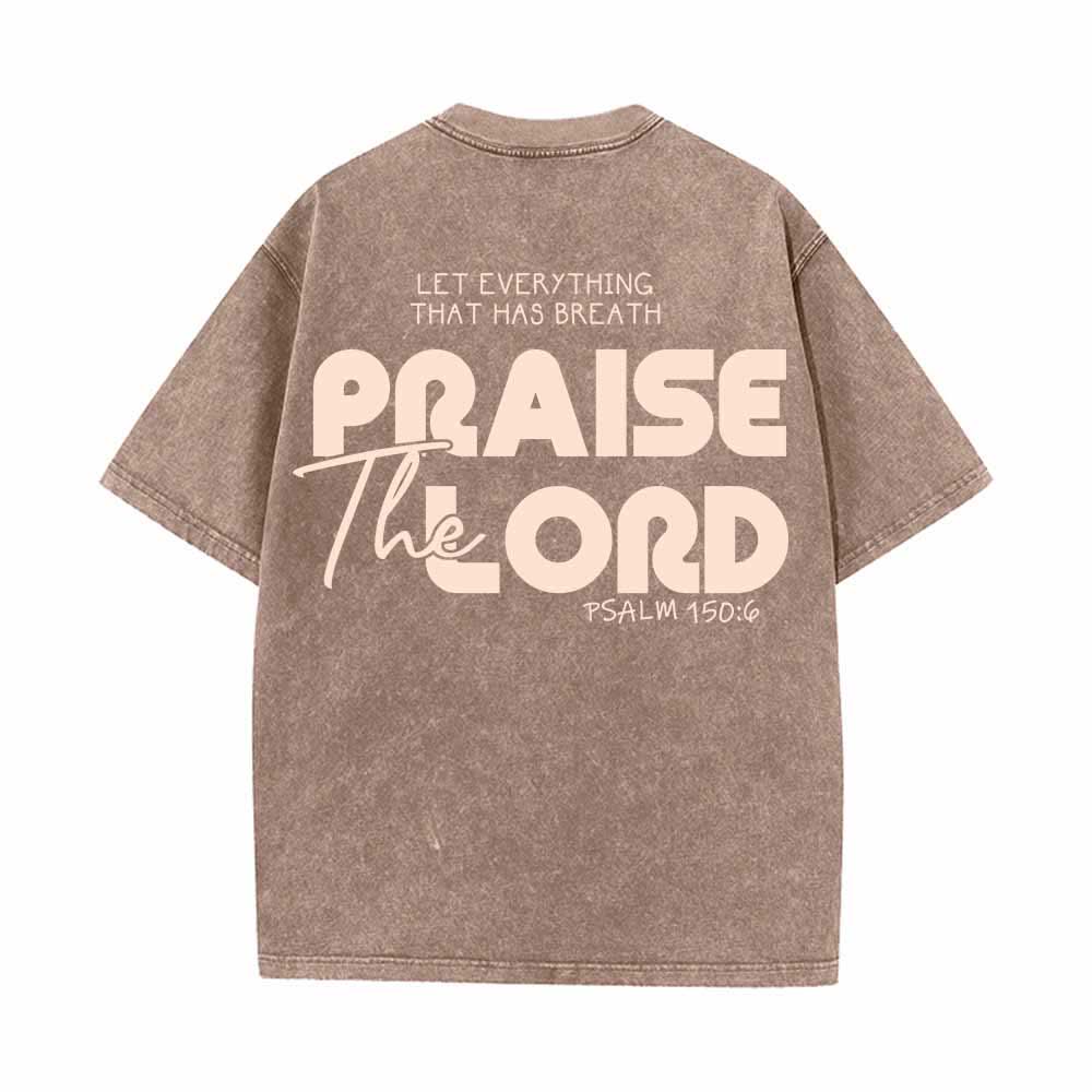 Christianartworkshop Lobet den Herrn, Psalm 150,6. Mini-Print auf der Vorderseite, großer Text auf der Rückseite, beidseitig bedrucktes, gewaschenes T-Shirt. - image 10
