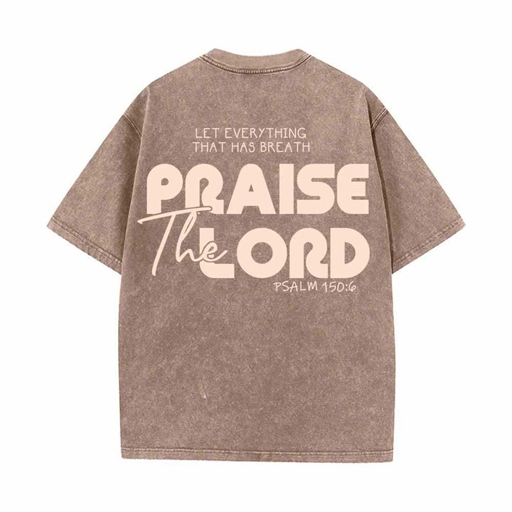 Christianartworkshop Lobet den Herrn, Psalm 150,6. Mini-Print auf der Vorderseite, großer Text auf der Rückseite, beidseitig bedrucktes, gewaschenes T-Shirt. - image 10