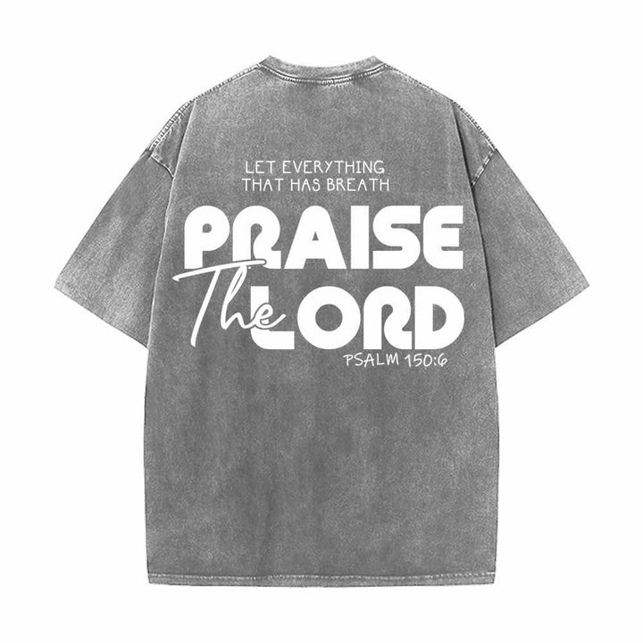 Christianartworkshop Lobet den Herrn, Psalm 150,6. Mini-Print auf der Vorderseite, großer Text auf der Rückseite, beidseitig bedrucktes, gewaschenes T-Shirt. - image 13