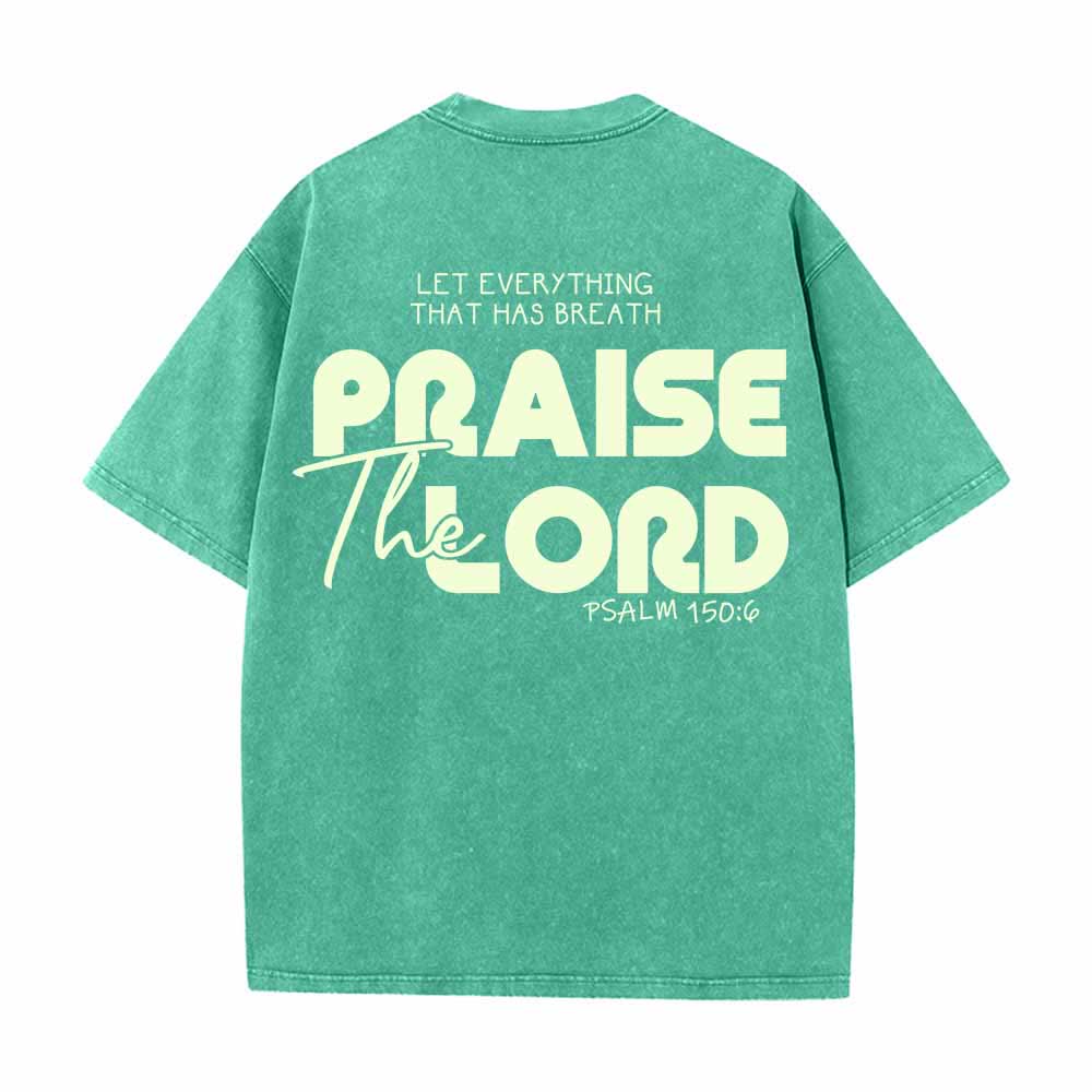 Christianartworkshop Lobet den Herrn, Psalm 150,6. Mini-Print auf der Vorderseite, großer Text auf der Rückseite, beidseitig bedrucktes, gewaschenes T-Shirt. - image 16