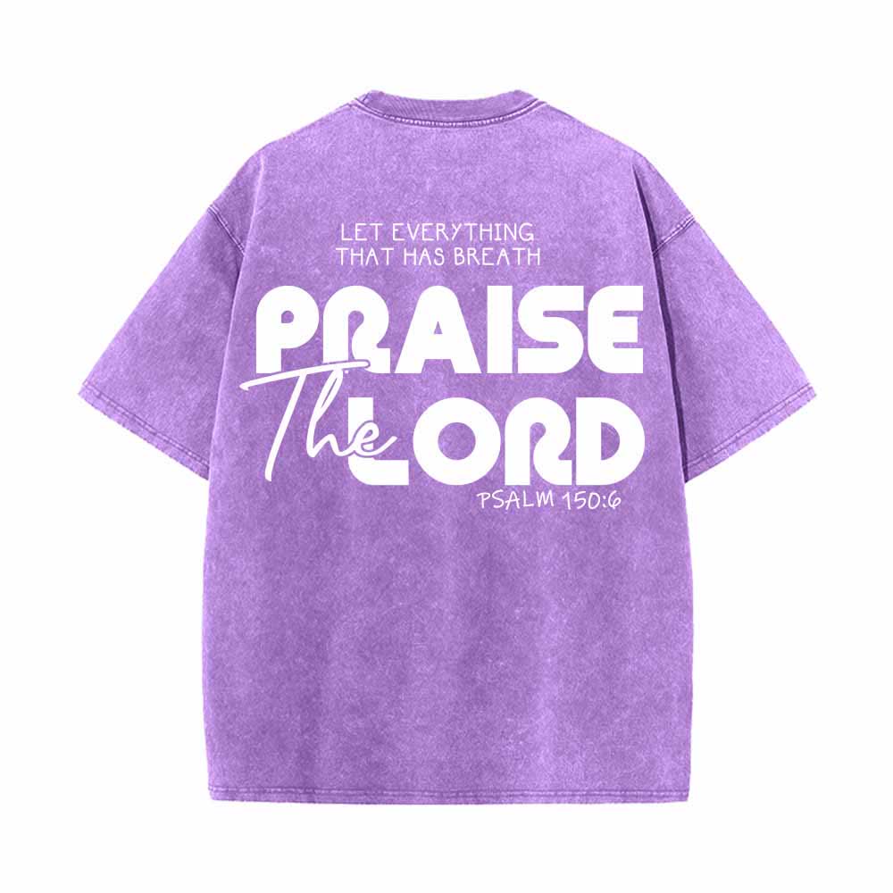 Christianartworkshop Lobet den Herrn, Psalm 150,6. Mini-Print auf der Vorderseite, großer Text auf der Rückseite, beidseitig bedrucktes, gewaschenes T-Shirt. - image 25
