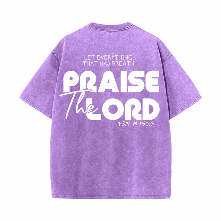 Christianartworkshop Lobet den Herrn, Psalm 150,6. Mini-Print auf der Vorderseite, großer Text auf der Rückseite, beidseitig bedrucktes, gewaschenes T-Shirt. - image 25