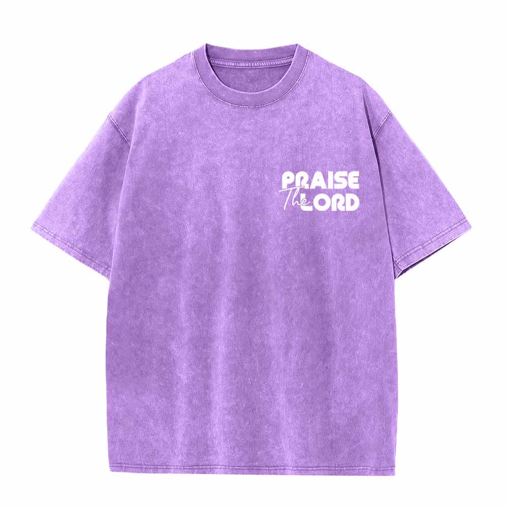 Christianartworkshop Lobet den Herrn, Psalm 150,6. Mini-Print auf der Vorderseite, großer Text auf der Rückseite, beidseitig bedrucktes, gewaschenes T-Shirt. - image 26