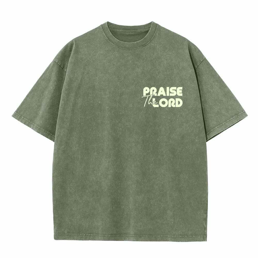 Christianartworkshop Lobet den Herrn, Psalm 150,6. Mini-Print auf der Vorderseite, großer Text auf der Rückseite, beidseitig bedrucktes, gewaschenes T-Shirt. - image 5