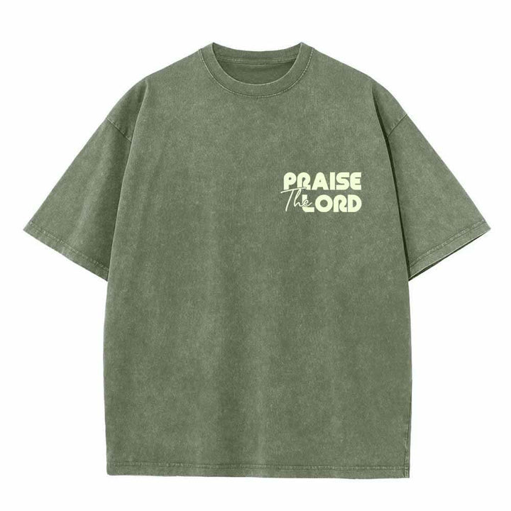 Christianartworkshop Lobet den Herrn, Psalm 150,6. Mini-Print auf der Vorderseite, großer Text auf der Rückseite, beidseitig bedrucktes, gewaschenes T-Shirt. - image 5
