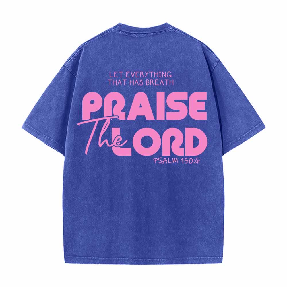 Christianartworkshop Lobet den Herrn, Psalm 150,6. Mini-Print auf der Vorderseite, großer Text auf der Rückseite, beidseitig bedrucktes, gewaschenes T-Shirt. - image 7