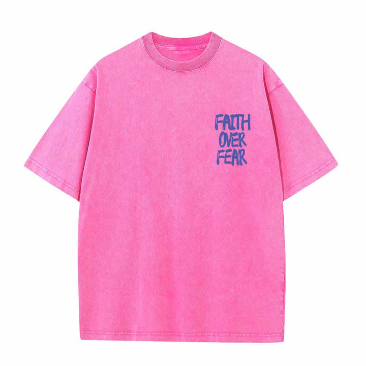 Christianartworkshop Glaube statt Angst – T-Shirt mit Pinselstrich-Schriftart, Mini-Print auf der Vorderseite, großer Text auf der Rückseite, beidseitig bedruckt, vorgewaschen - image 8