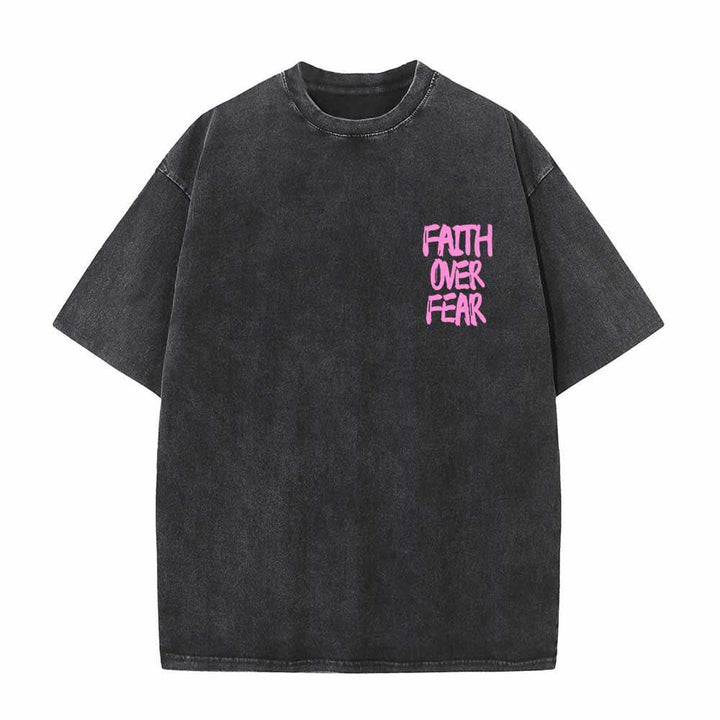 Christianartworkshop Glaube statt Angst – T-Shirt mit Pinselstrich-Schriftart, Mini-Print auf der Vorderseite, großer Text auf der Rückseite, beidseitig bedruckt, vorgewaschen - image 26