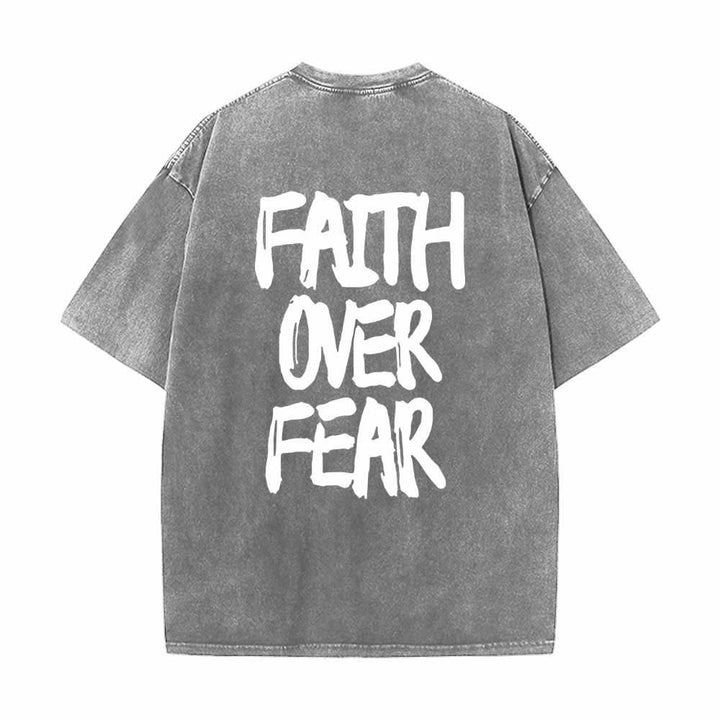 Christianartworkshop Glaube statt Angst – T-Shirt mit Pinselstrich-Schriftart, Mini-Print auf der Vorderseite, großer Text auf der Rückseite, beidseitig bedruckt, vorgewaschen - image 19