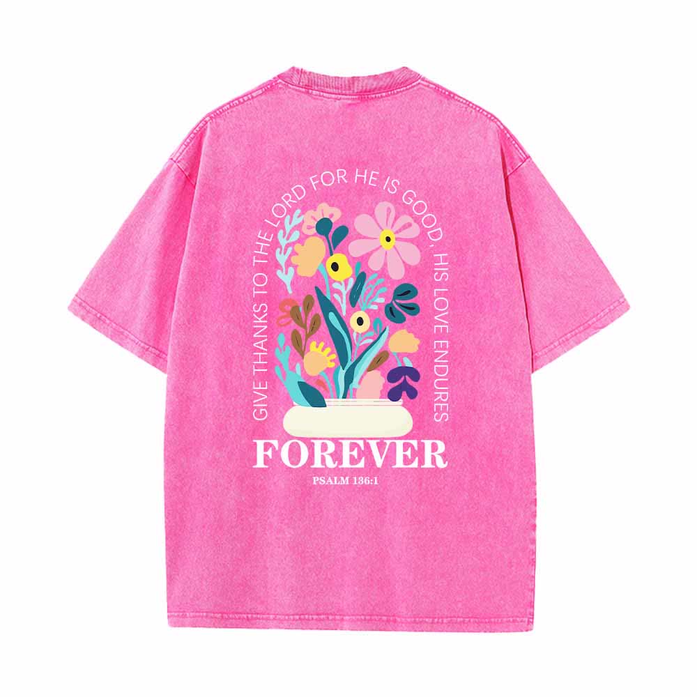 Christianartworkshop Dank sei dem Herrn (Psalm 136,1) Kleines, blumengemustertes T-Shirt mit Rückenvase und doppelseitigem Aufdruck - image 10