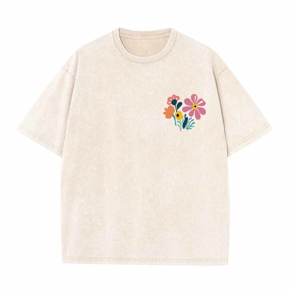 Christianartworkshop Dank sei dem Herrn (Psalm 136,1) Kleines, blumengemustertes T-Shirt mit Rückenvase und doppelseitigem Aufdruck - image 5