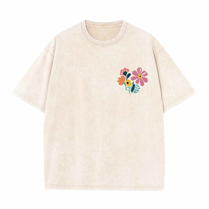 Christianartworkshop Dank sei dem Herrn (Psalm 136,1) Kleines, blumengemustertes T-Shirt mit Rückenvase und doppelseitigem Aufdruck - image 5