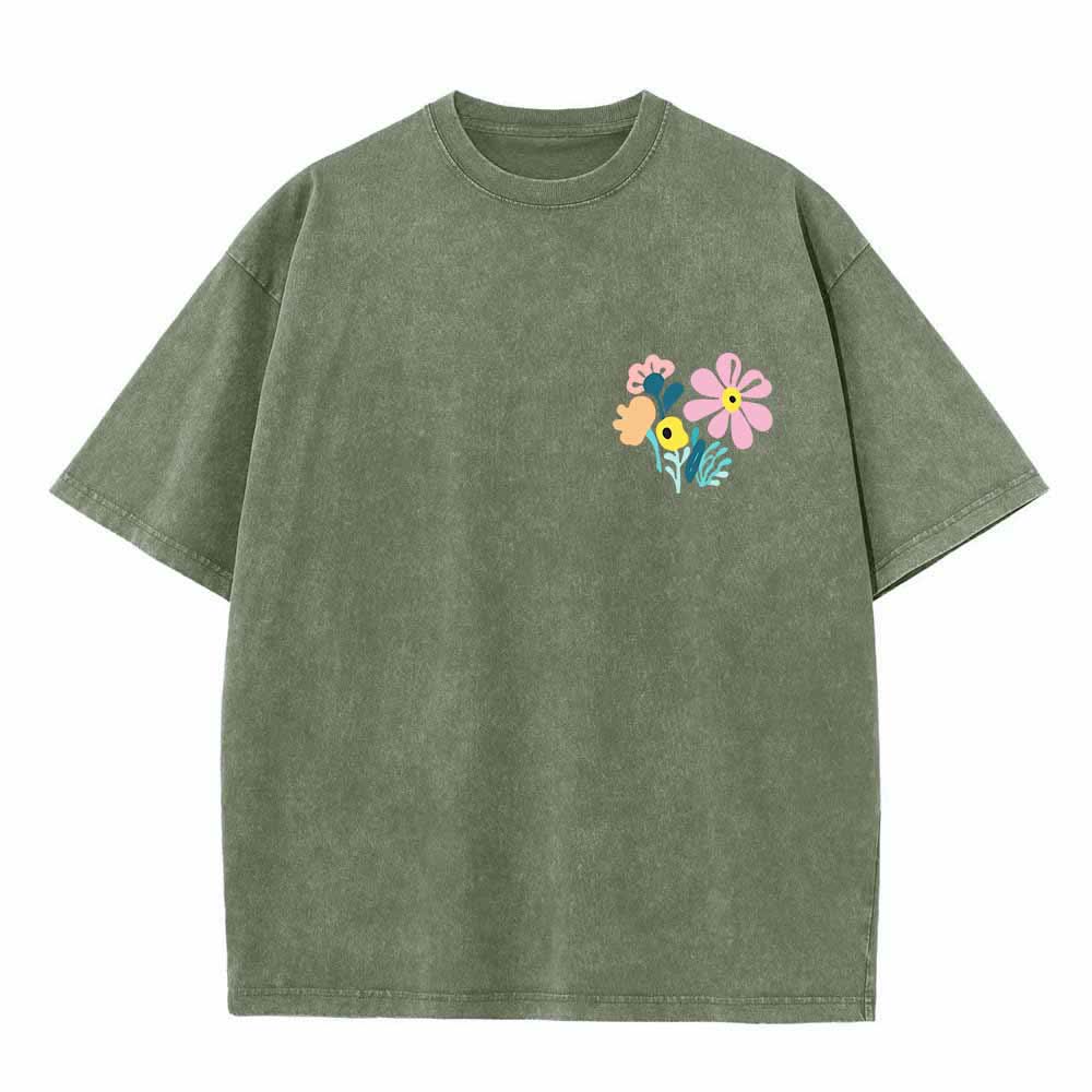 Christianartworkshop Dank sei dem Herrn (Psalm 136,1) Kleines, blumengemustertes T-Shirt mit Rückenvase und doppelseitigem Aufdruck - image 14