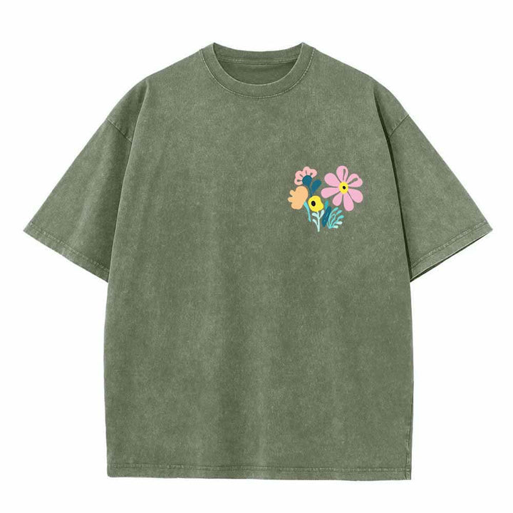 Christianartworkshop Dank sei dem Herrn (Psalm 136,1) Kleines, blumengemustertes T-Shirt mit Rückenvase und doppelseitigem Aufdruck - image 14