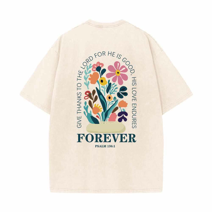 Christianartworkshop Dank sei dem Herrn (Psalm 136,1) Kleines, blumengemustertes T-Shirt mit Rückenvase und doppelseitigem Aufdruck - image 4