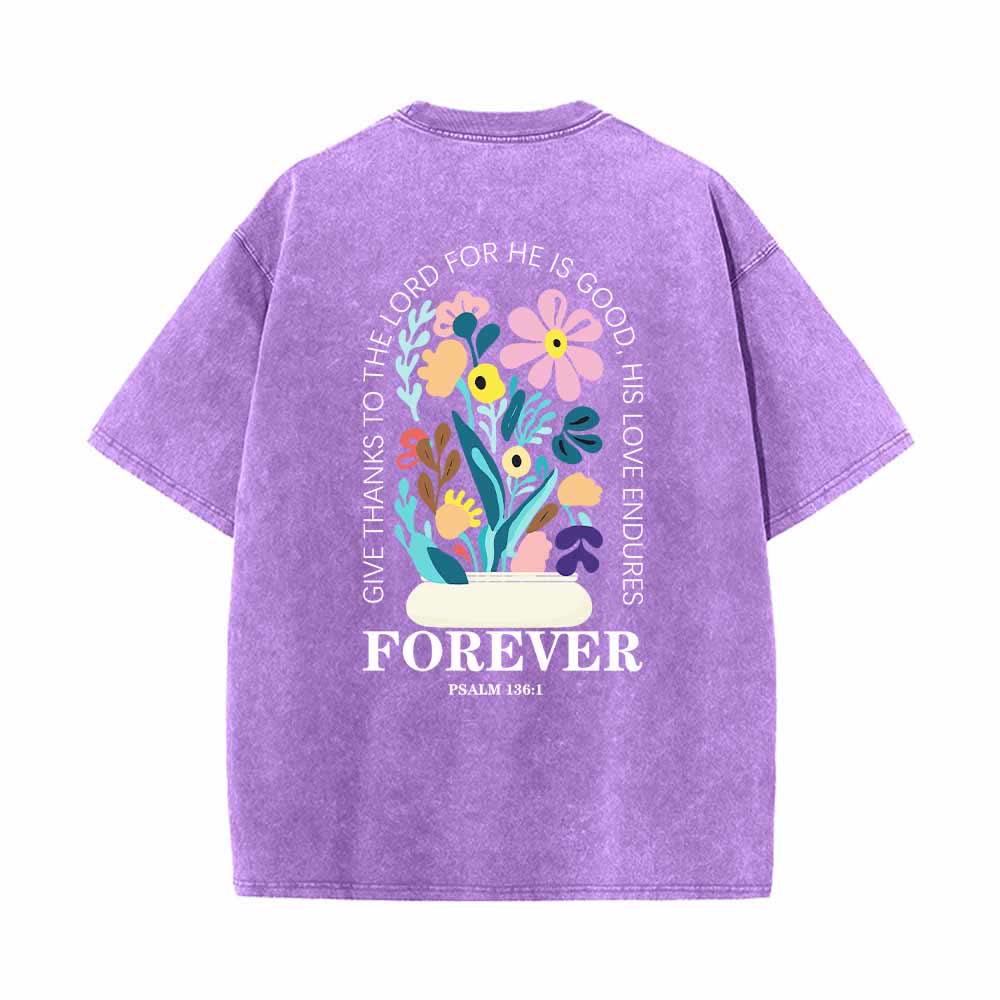Christianartworkshop Dank sei dem Herrn (Psalm 136,1) Kleines, blumengemustertes T-Shirt mit Rückenvase und doppelseitigem Aufdruck - image 7