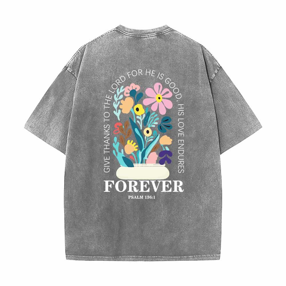 Christianartworkshop Dank sei dem Herrn (Psalm 136,1) Kleines, blumengemustertes T-Shirt mit Rückenvase und doppelseitigem Aufdruck - image 22