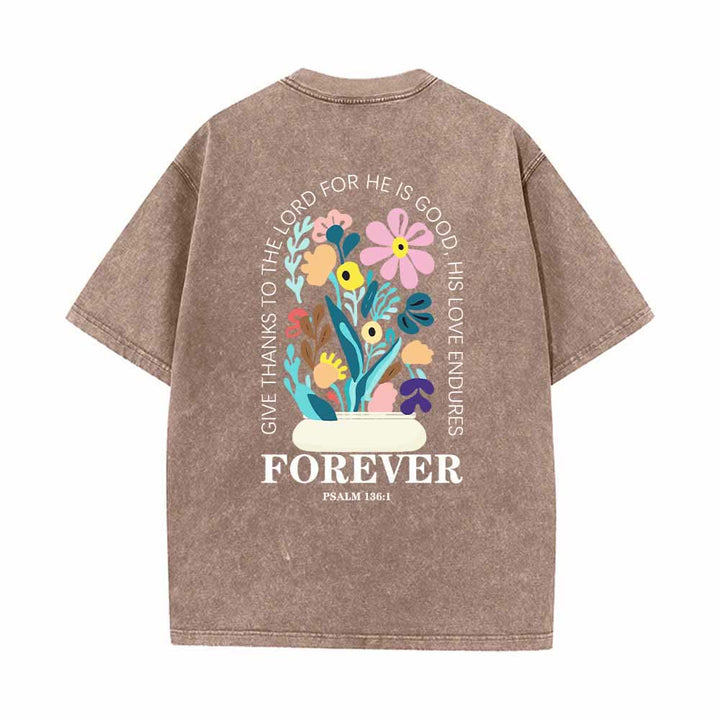 Christianartworkshop Dank sei dem Herrn (Psalm 136,1) Kleines, blumengemustertes T-Shirt mit Rückenvase und doppelseitigem Aufdruck - image 19