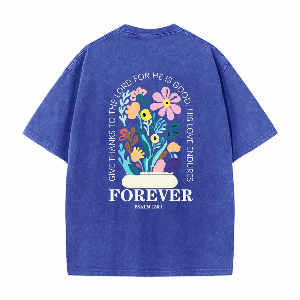 Christianartworkshop Dank sei dem Herrn (Psalm 136,1) Kleines, blumengemustertes T-Shirt mit Rückenvase und doppelseitigem Aufdruck - image 16