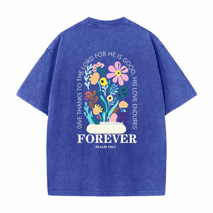 Christianartworkshop Dank sei dem Herrn (Psalm 136,1) Kleines, blumengemustertes T-Shirt mit Rückenvase und doppelseitigem Aufdruck - image 16