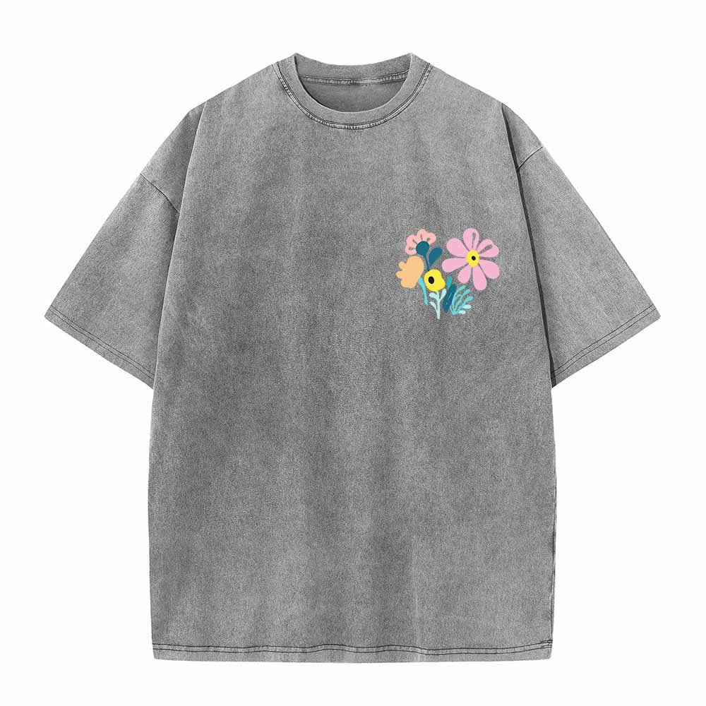 Christianartworkshop Dank sei dem Herrn (Psalm 136,1) Kleines, blumengemustertes T-Shirt mit Rückenvase und doppelseitigem Aufdruck - image 23
