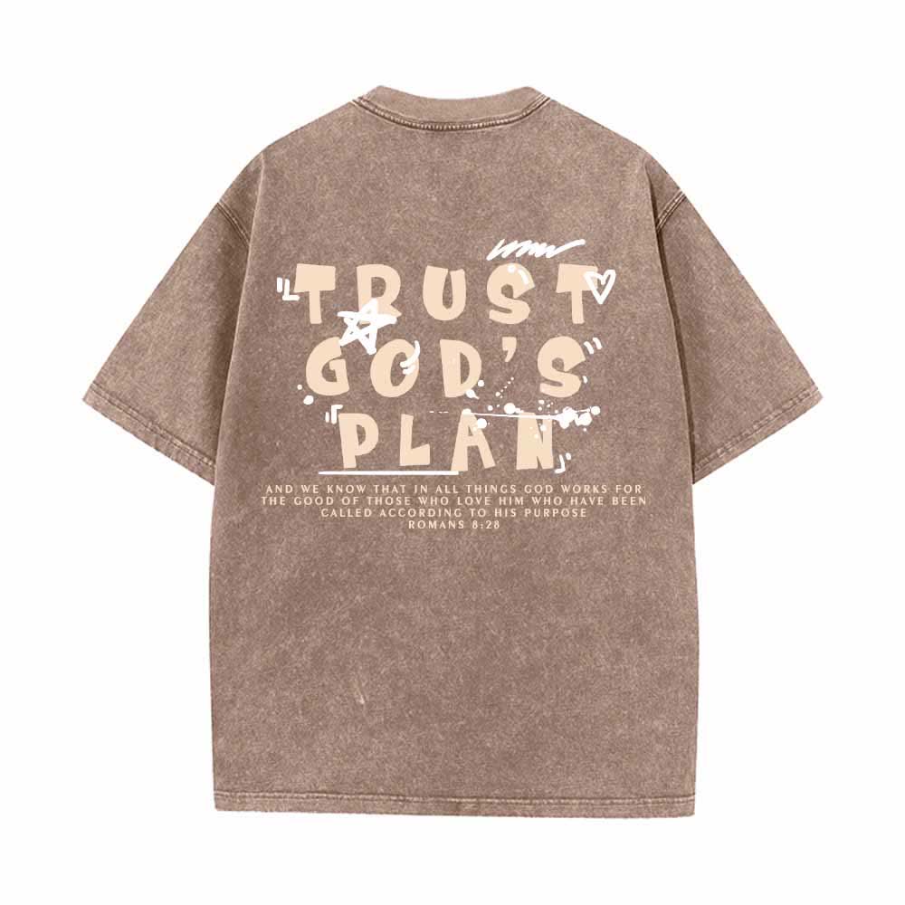 Christianartworkshop Vertraue auf Gottes Plan – Graffiti-Schriftart, Mini-Druck auf der Vorderseite, großer Text auf der Rückseite, Römer 8,28, doppelseitig bedrucktes, gewaschenes T-Shirt - image 22