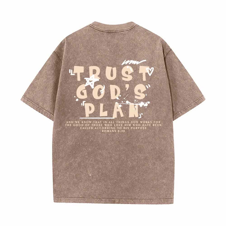 Christianartworkshop Vertraue auf Gottes Plan – Graffiti-Schriftart, Mini-Druck auf der Vorderseite, großer Text auf der Rückseite, Römer 8,28, doppelseitig bedrucktes, gewaschenes T-Shirt - image 22
