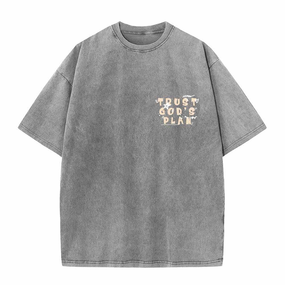 Christianartworkshop Vertraue auf Gottes Plan – Graffiti-Schriftart, Mini-Druck auf der Vorderseite, großer Text auf der Rückseite, Römer 8,28, doppelseitig bedrucktes, gewaschenes T-Shirt - image 26