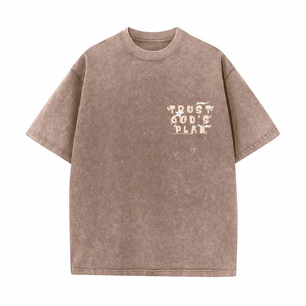 Christianartworkshop Vertraue auf Gottes Plan – Graffiti-Schriftart, Mini-Druck auf der Vorderseite, großer Text auf der Rückseite, Römer 8,28, doppelseitig bedrucktes, gewaschenes T-Shirt - image 23