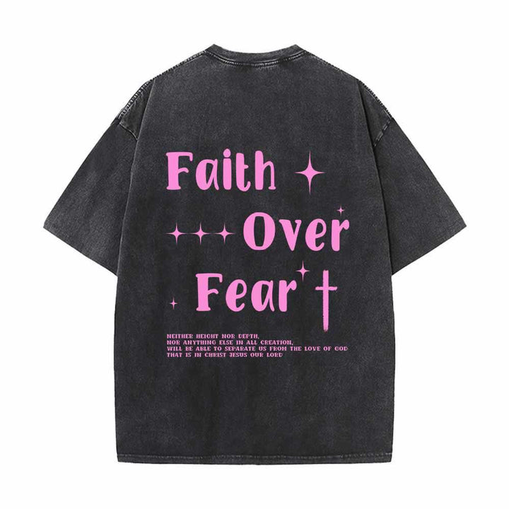 Christianartworkshop Glaube statt Angst – Sternenkreuz-Akzent vorne, Mini-Print hinten, großer Text, beidseitig gewaschenes T-Shirt - image 13