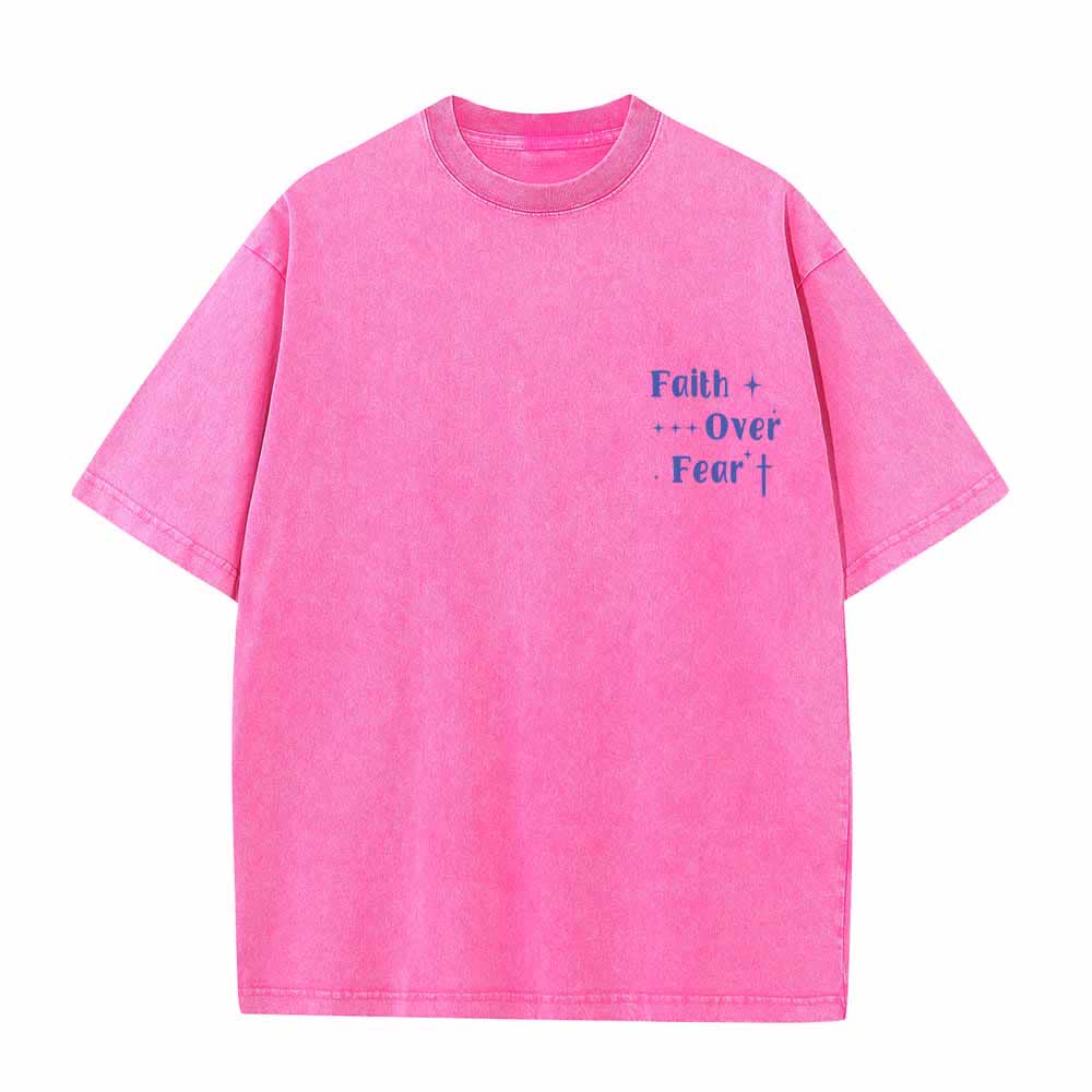 Christianartworkshop Glaube statt Angst – Sternenkreuz-Akzent vorne, Mini-Print hinten, großer Text, beidseitig gewaschenes T-Shirt - image 23