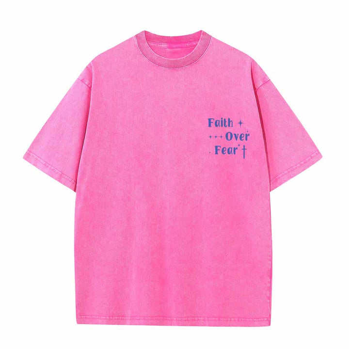 Christianartworkshop Glaube statt Angst – Sternenkreuz-Akzent vorne, Mini-Print hinten, großer Text, beidseitig gewaschenes T-Shirt - image 23