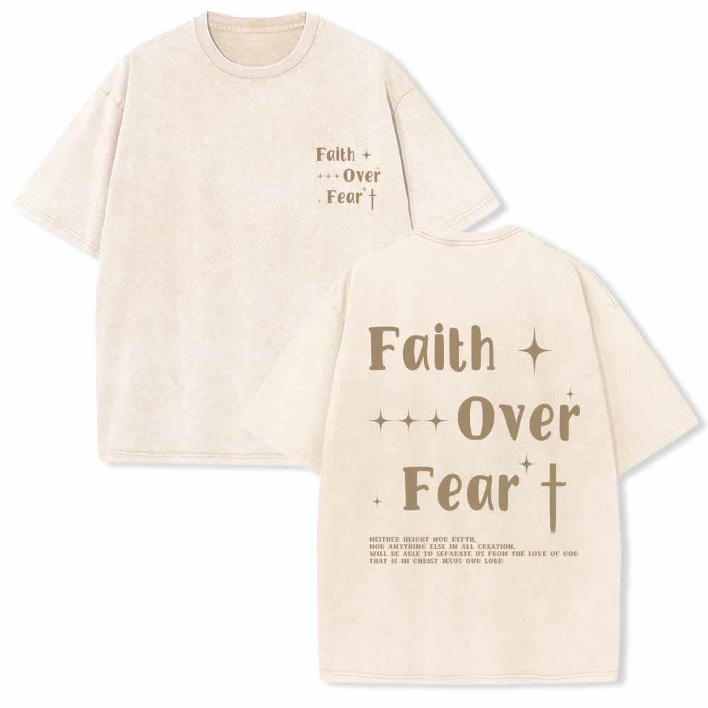 Christianartworkshop Glaube statt Angst – Sternenkreuz-Akzent vorne, Mini-Print hinten, großer Text, beidseitig gewaschenes T-Shirt - Beige - 5XL - image 15