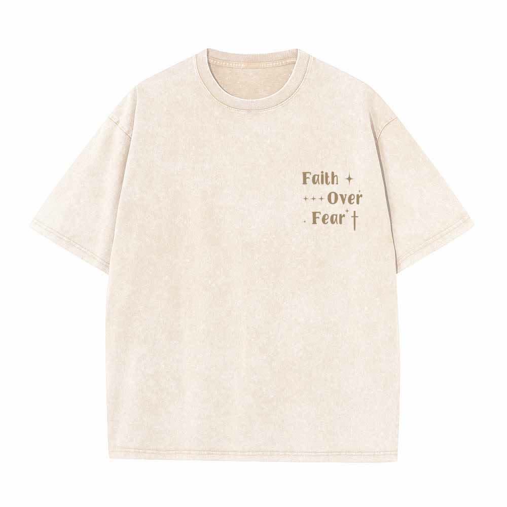 Christianartworkshop Glaube statt Angst – Sternenkreuz-Akzent vorne, Mini-Print hinten, großer Text, beidseitig gewaschenes T-Shirt - image 17