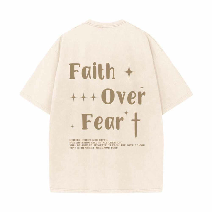 Christianartworkshop Glaube statt Angst – Sternenkreuz-Akzent vorne, Mini-Print hinten, großer Text, beidseitig gewaschenes T-Shirt - image 16
