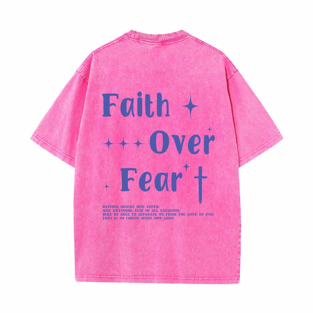 Christianartworkshop Glaube statt Angst – Sternenkreuz-Akzent vorne, Mini-Print hinten, großer Text, beidseitig gewaschenes T-Shirt - image 22