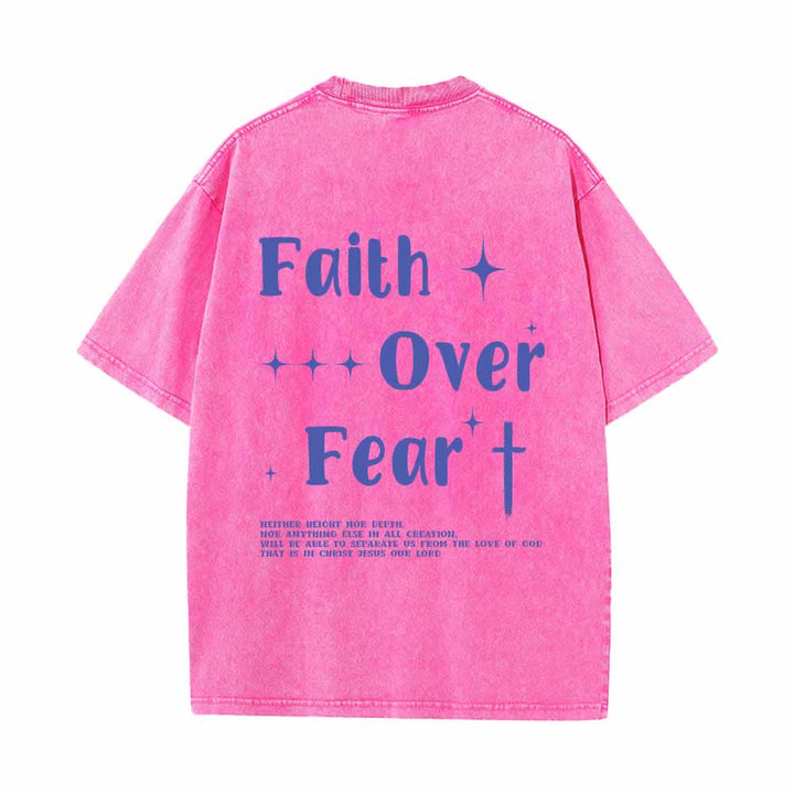 Christianartworkshop Glaube statt Angst – Sternenkreuz-Akzent vorne, Mini-Print hinten, großer Text, beidseitig gewaschenes T-Shirt - image 22