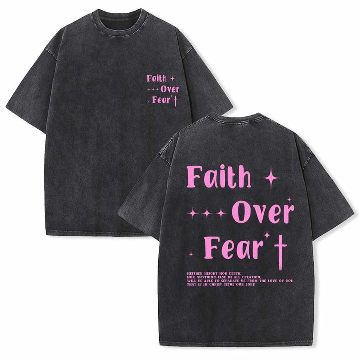 Christianartworkshop Glaube statt Angst – Sternenkreuz-Akzent vorne, Mini-Print hinten, großer Text, beidseitig gewaschenes T-Shirt - Schwarz - 5XL - image 12