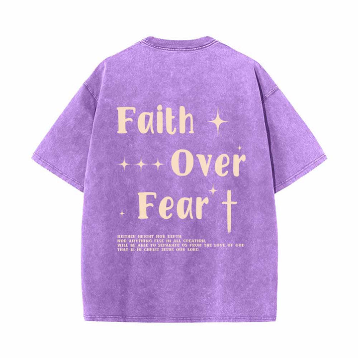Christianartworkshop Glaube statt Angst – Sternenkreuz-Akzent vorne, Mini-Print hinten, großer Text, beidseitig gewaschenes T-Shirt - image 19