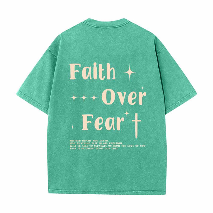 Christianartworkshop Glaube statt Angst – Sternenkreuz-Akzent vorne, Mini-Print hinten, großer Text, beidseitig gewaschenes T-Shirt - image 10