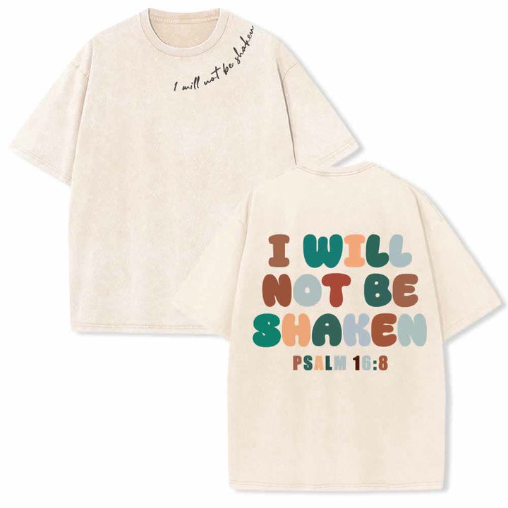 Christianartworkshop „Ich werde nicht erschüttert werden“ – Schräge Schulterpartie, Schriftzug vorne, mehrfarbige Buchstaben in Blasenform hinten, Psalm 16,8 – doppelseitig gewaschenes T-Shirt - Beige - 5XL - image 18