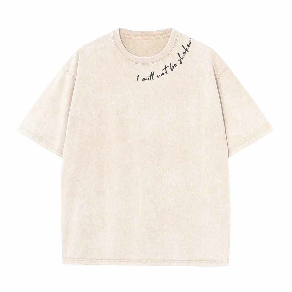 Christianartworkshop „Ich werde nicht erschüttert werden“ – Schräge Schulterpartie, Schriftzug vorne, mehrfarbige Buchstaben in Blasenform hinten, Psalm 16,8 – doppelseitig gewaschenes T-Shirt - image 20