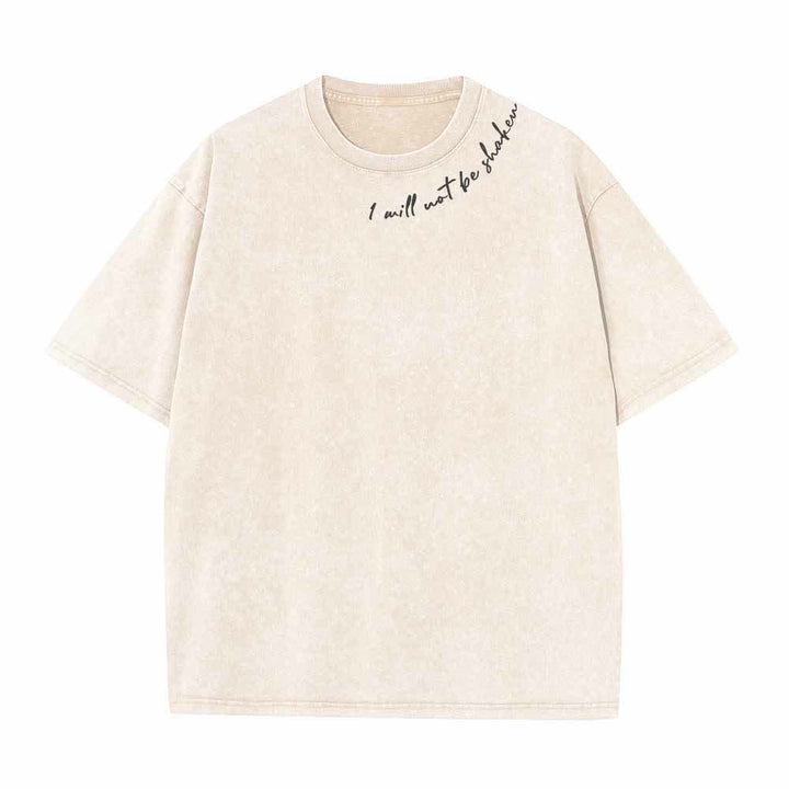 Christianartworkshop „Ich werde nicht erschüttert werden“ – Schräge Schulterpartie, Schriftzug vorne, mehrfarbige Buchstaben in Blasenform hinten, Psalm 16,8 – doppelseitig gewaschenes T-Shirt - image 20