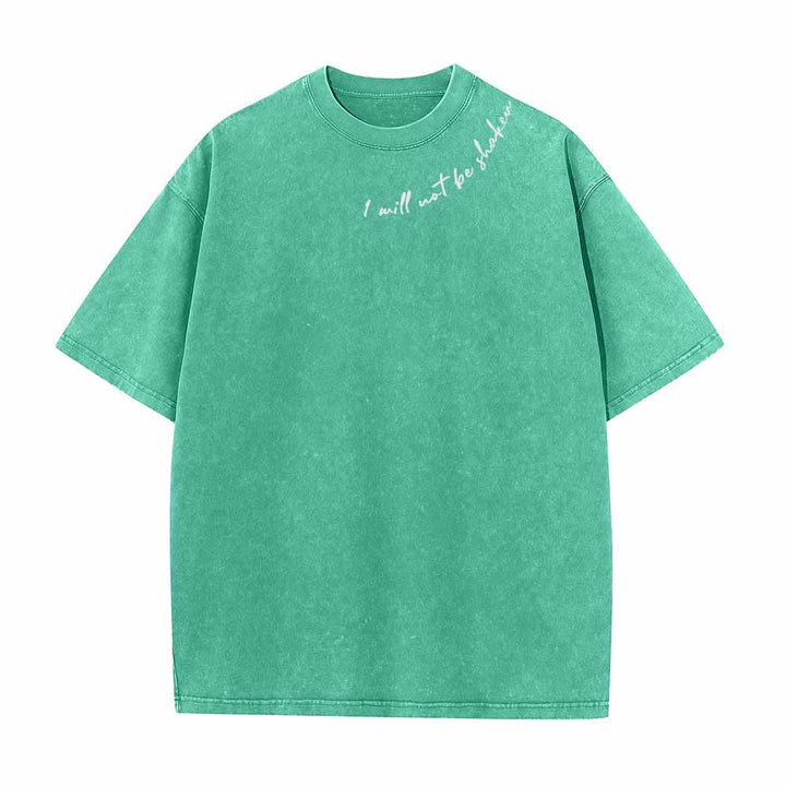 Christianartworkshop „Ich werde nicht erschüttert werden“ – Schräge Schulterpartie, Schriftzug vorne, mehrfarbige Buchstaben in Blasenform hinten, Psalm 16,8 – doppelseitig gewaschenes T-Shirt - image 14