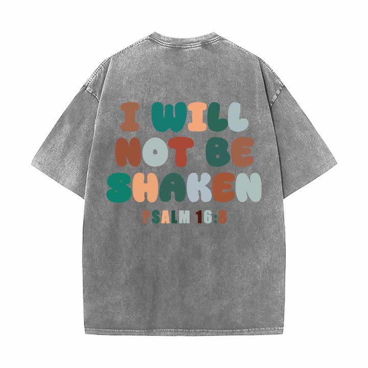 Christianartworkshop „Ich werde nicht erschüttert werden“ – Schräge Schulterpartie, Schriftzug vorne, mehrfarbige Buchstaben in Blasenform hinten, Psalm 16,8 – doppelseitig gewaschenes T-Shirt - image 10