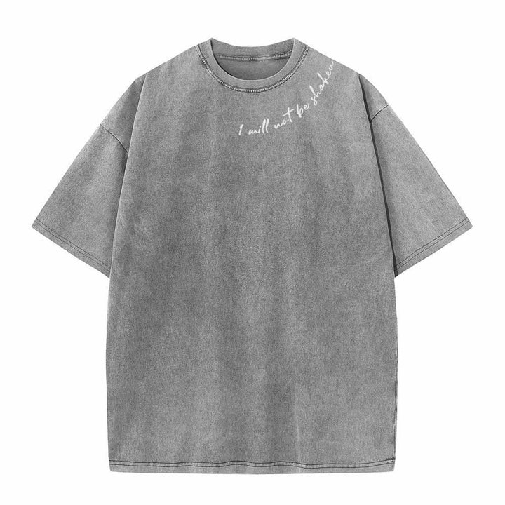 Christianartworkshop „Ich werde nicht erschüttert werden“ – Schräge Schulterpartie, Schriftzug vorne, mehrfarbige Buchstaben in Blasenform hinten, Psalm 16,8 – doppelseitig gewaschenes T-Shirt - image 11